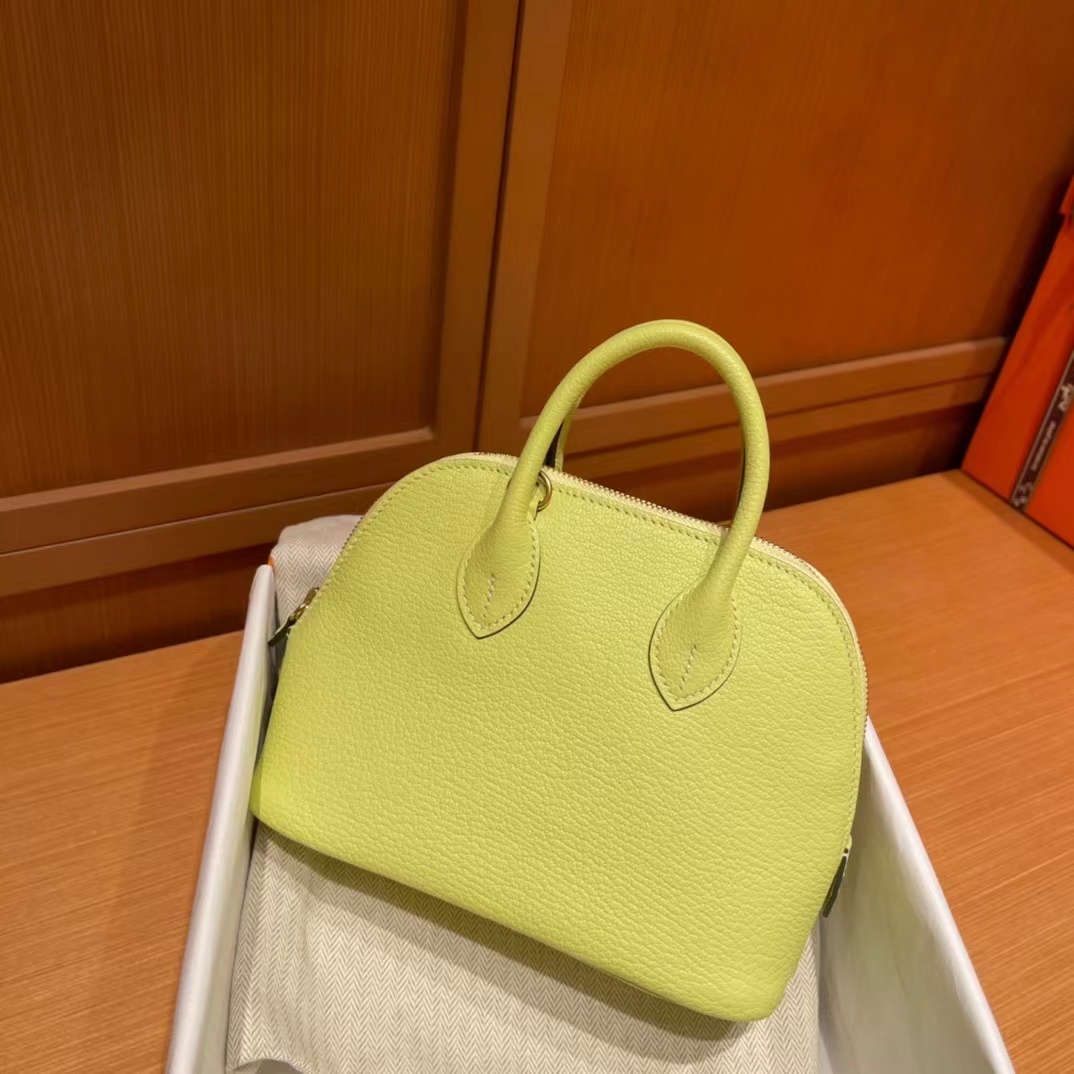 HERMES MINI BOLIDE 1923 山羊皮 R9 嫩芽黃 保齡球包 [HE0080-500]