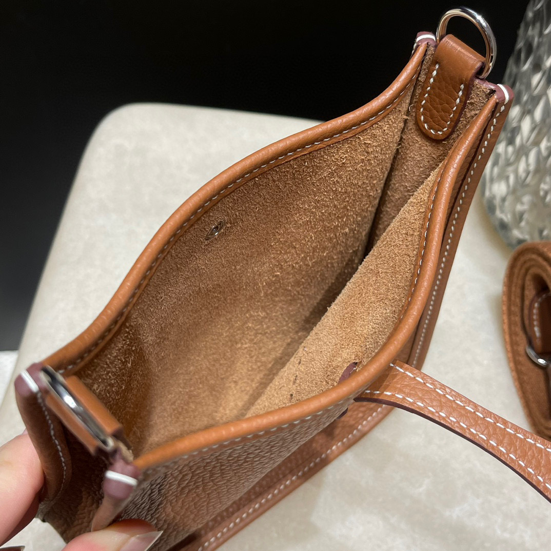 HERMES MINI EVELYNE CLEMENCE皮 37金棕 金釦 伊芙琳