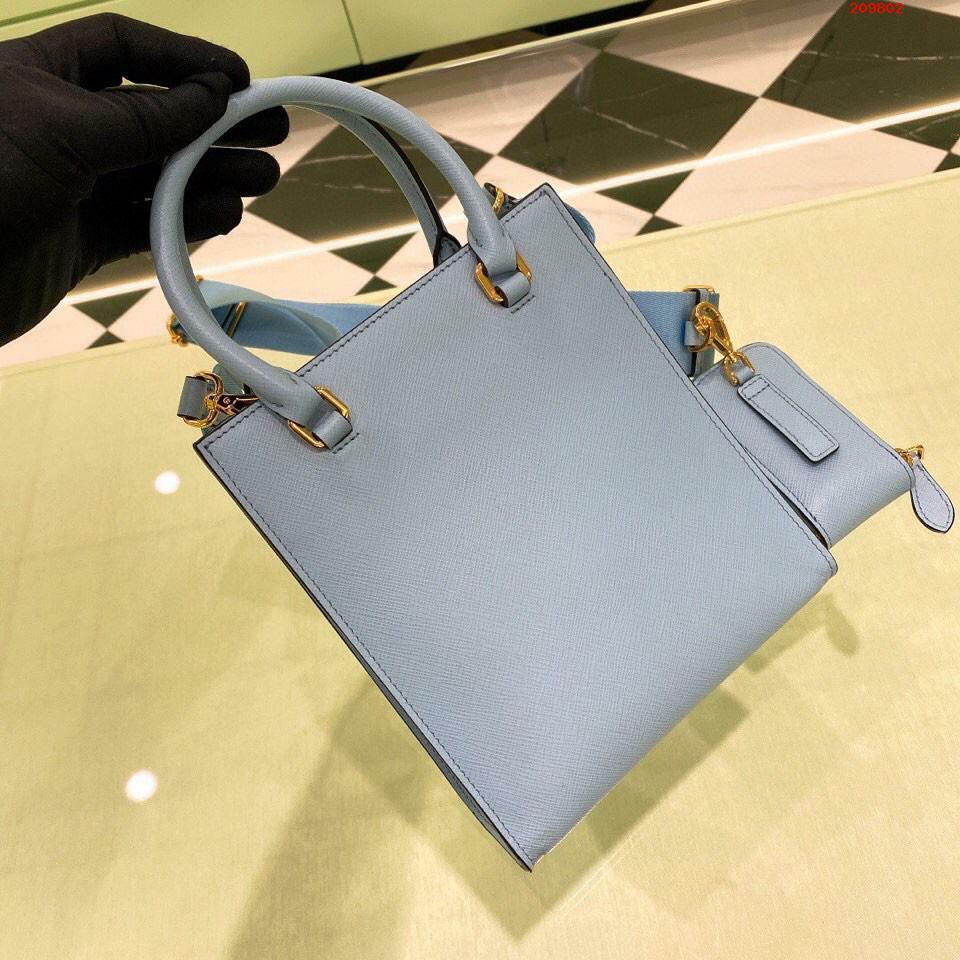 PRADA SAFFIANO 藍色皮革托特包 小號 [PR0033]