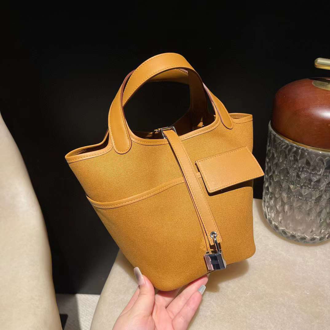 HERMES CARGO PICOTIN 2S 芝麻色 帆布菜籃子