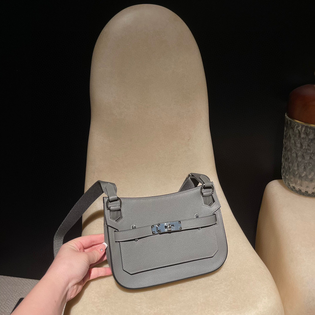 HERMES MINI JYPSIERE CLEMENCE皮 0L 積雨雲灰 吉普賽包