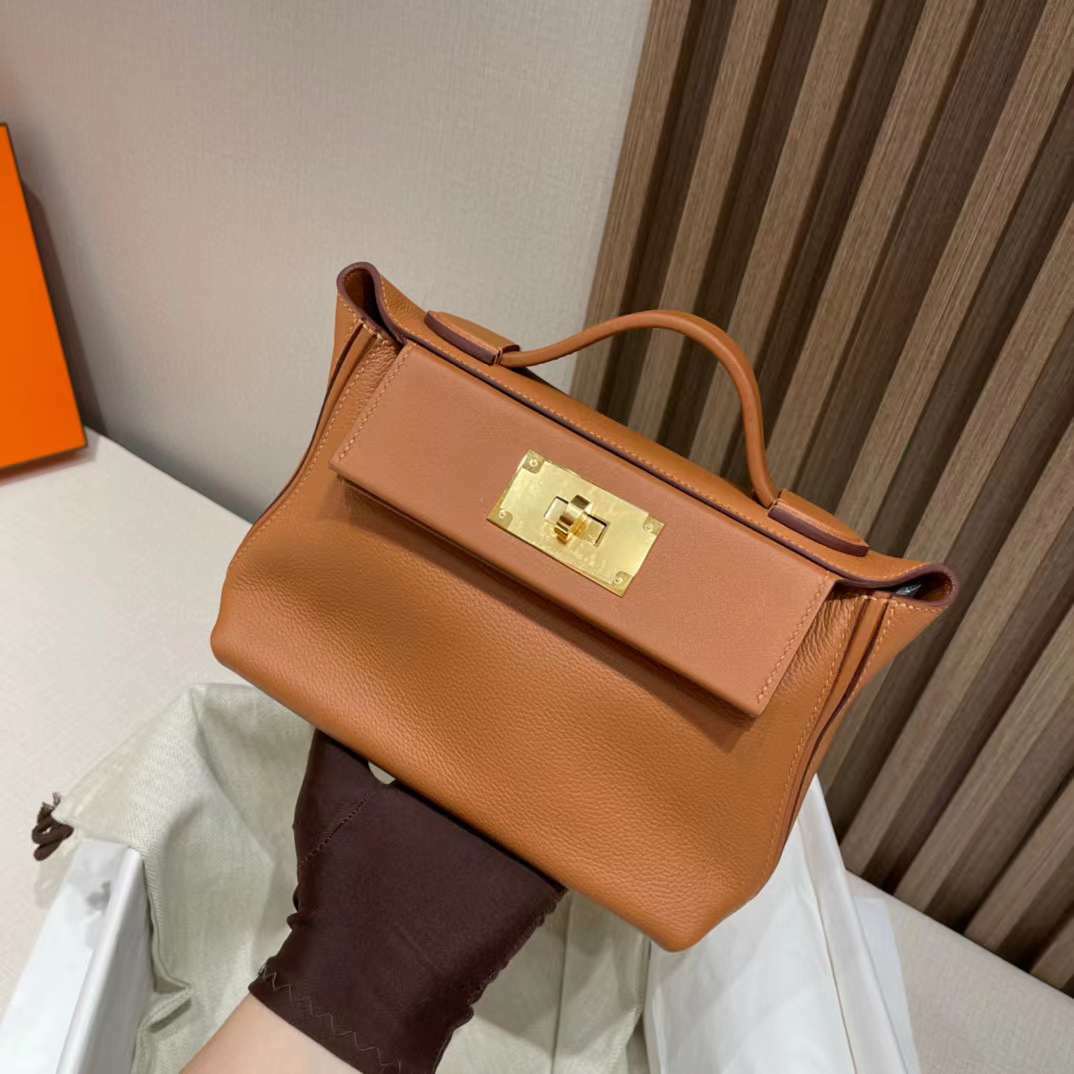 HERMES 2424 EVERCOLOR/SWIFT 37 金棕色手提包