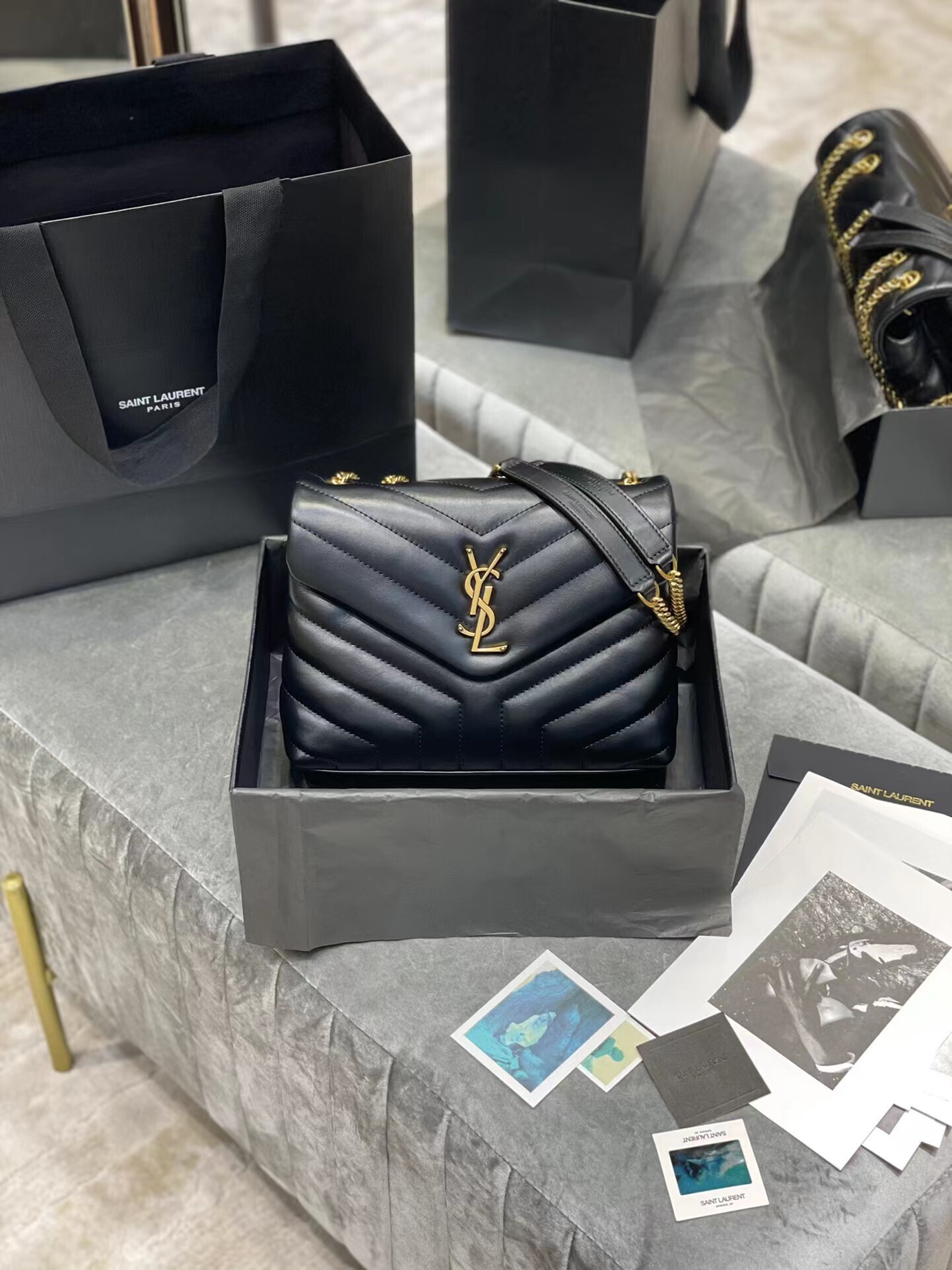 Y*L LOULOU Y形絎縫皮革小型手袋