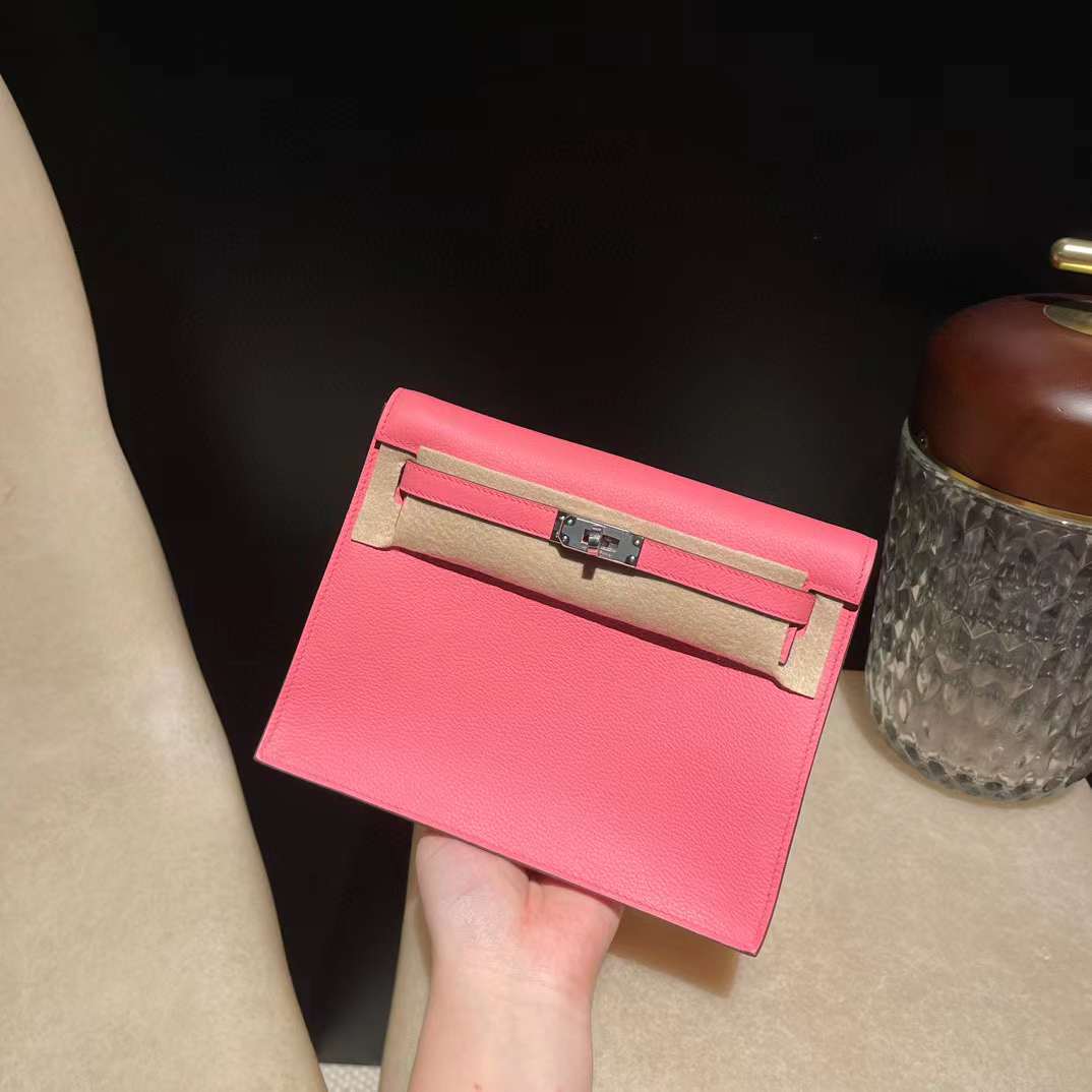 HERMES KELLY DANCE EVERCOLOR皮 K4夏日粉 銀扣