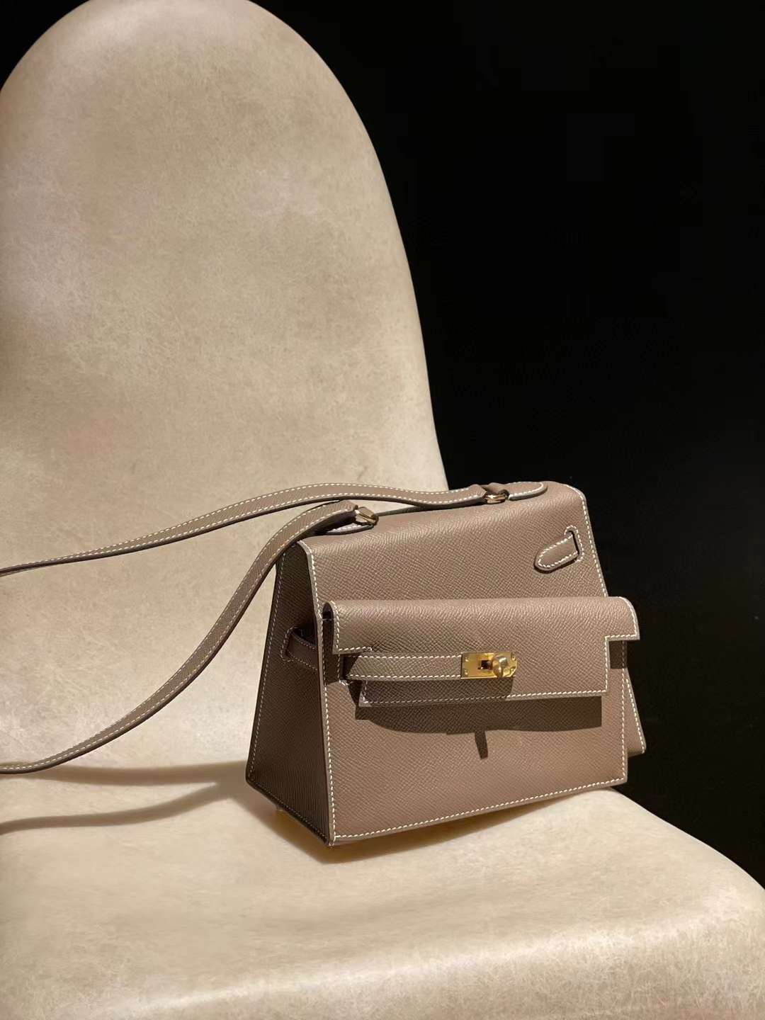 HERMES DESORDRE 雙面KELLY EPSOM皮 18大象灰 金扣/銀扣