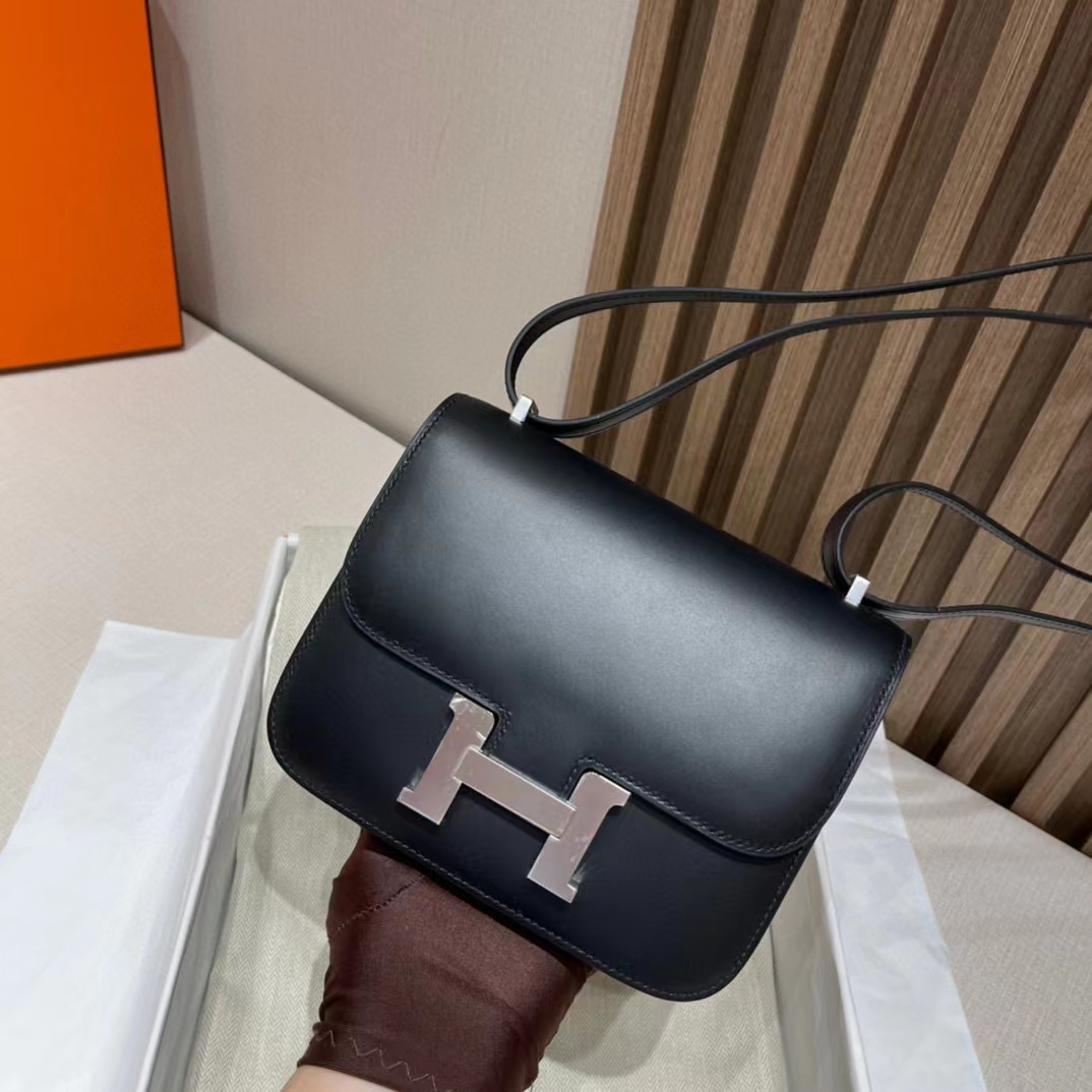 HERMES CONSTANCE BOX皮 89 黑色銀釦康康包