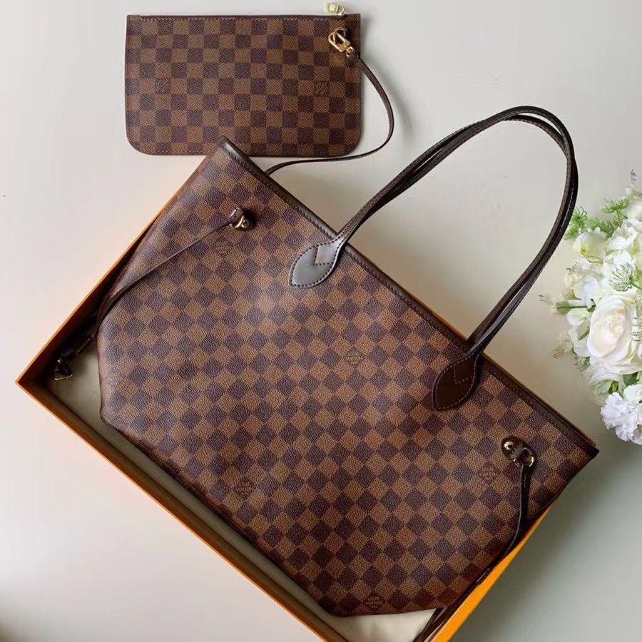 LV NEVERFULL MM 棋盤格托特包