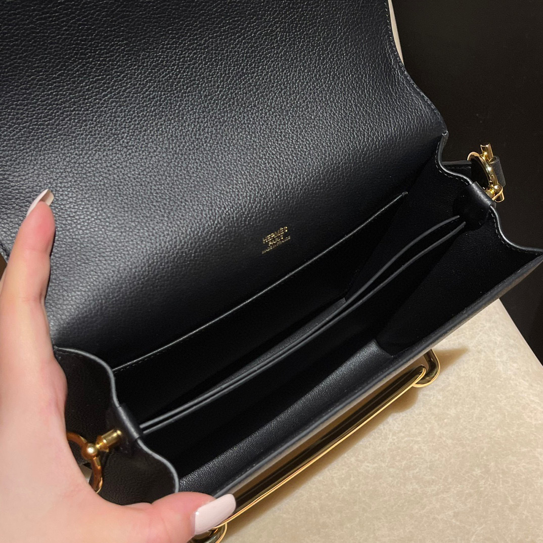 HERMES ROULIS EVERCOLOR皮 89黑 金扣 23CM