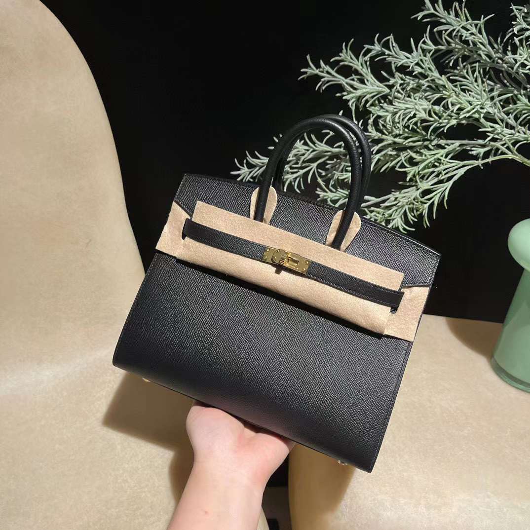 HERMES BIRKIN 25CM 89 黑色金扣 外縫線 EPSOM 皮 鉑金包