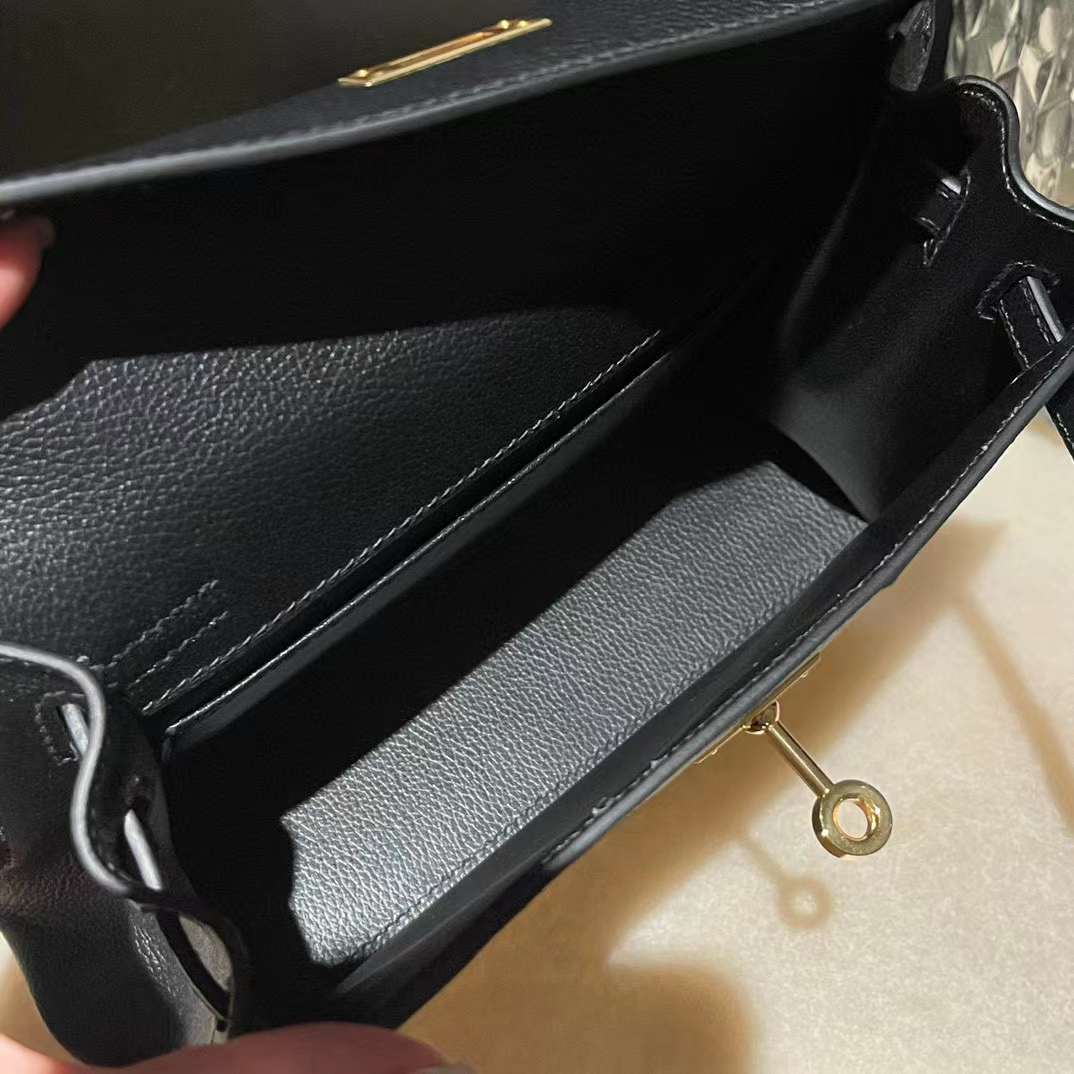 HERMES KELLY DANCE EVERCOLOR皮 89黑色 金扣