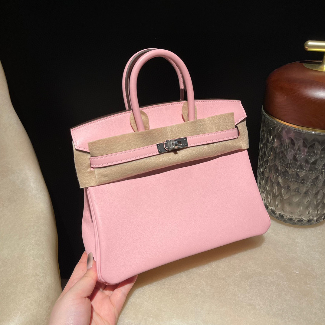 HERMES BIRKIN 25CM 3Q粉色 銀釦 SWIFT 皮 鉑金包