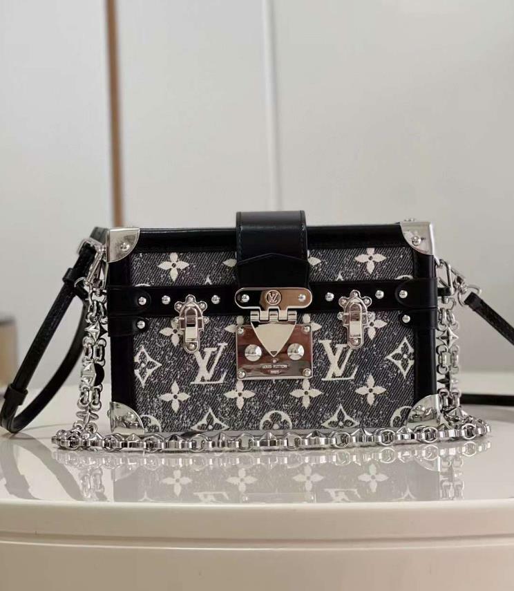 LV PETITE MALLE 黑牛仔提花硬盒子包