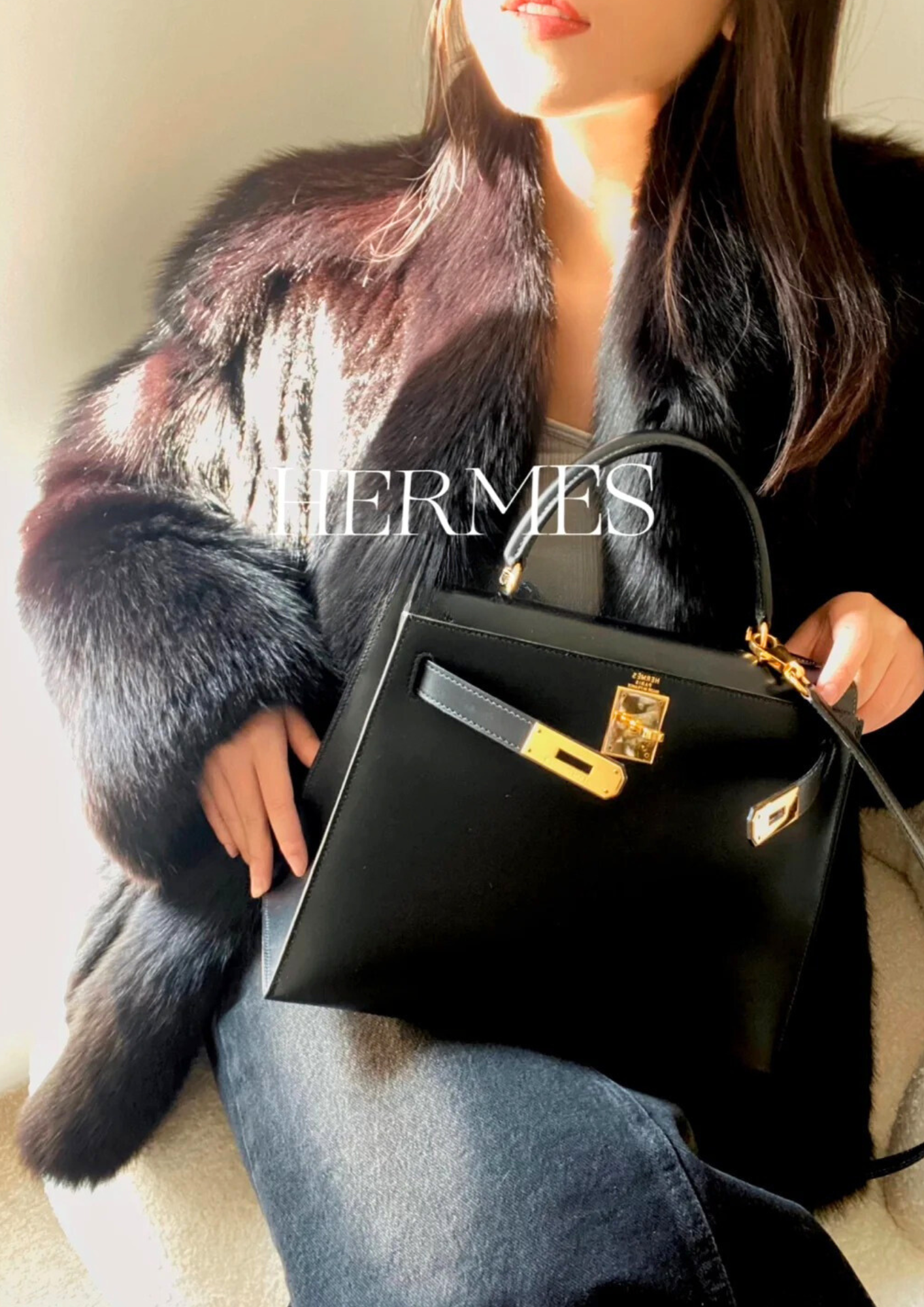 HERMES KELLY BOX皮 89黑色 金釦 25/28/32/35