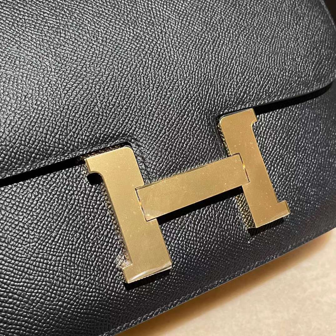 HERMES CONSTANCE EVERCOLOR皮 89 黑色 金釦 康康包