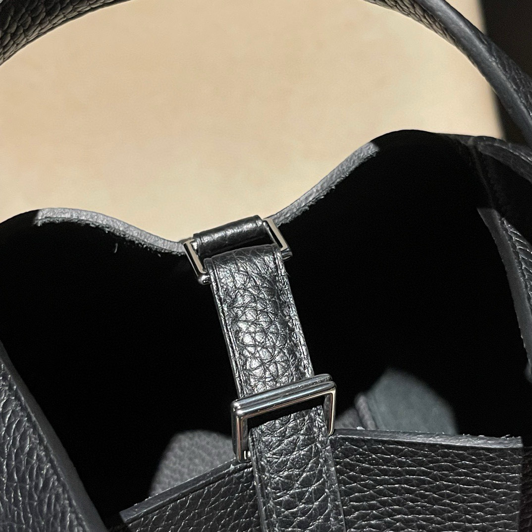 HERMES PICOTIN CLEMENCE皮 89黑色 銀釦 菜籃子