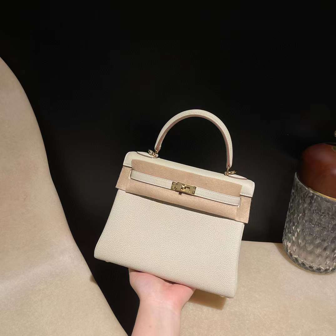 HERMES KELLY EPSOM皮 I2奶油白 銀釦 25/28/32/35