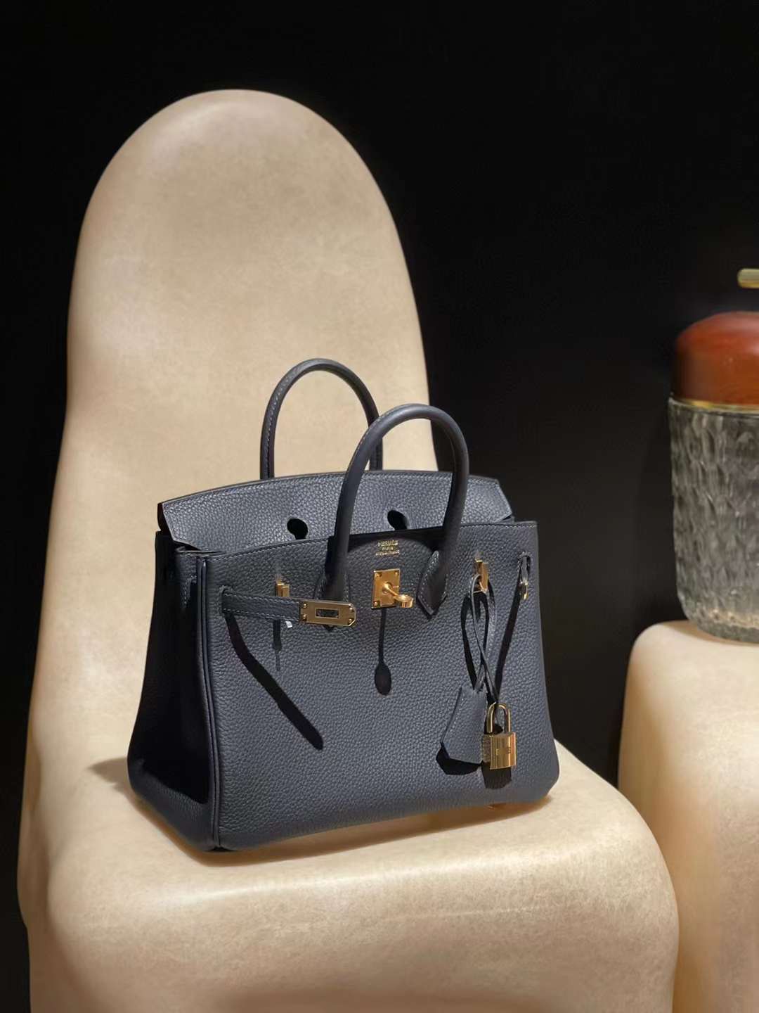 HERMES BIRKIN 25CM 2Z午夜藍金扣 TOGO小牛皮 鉑金包