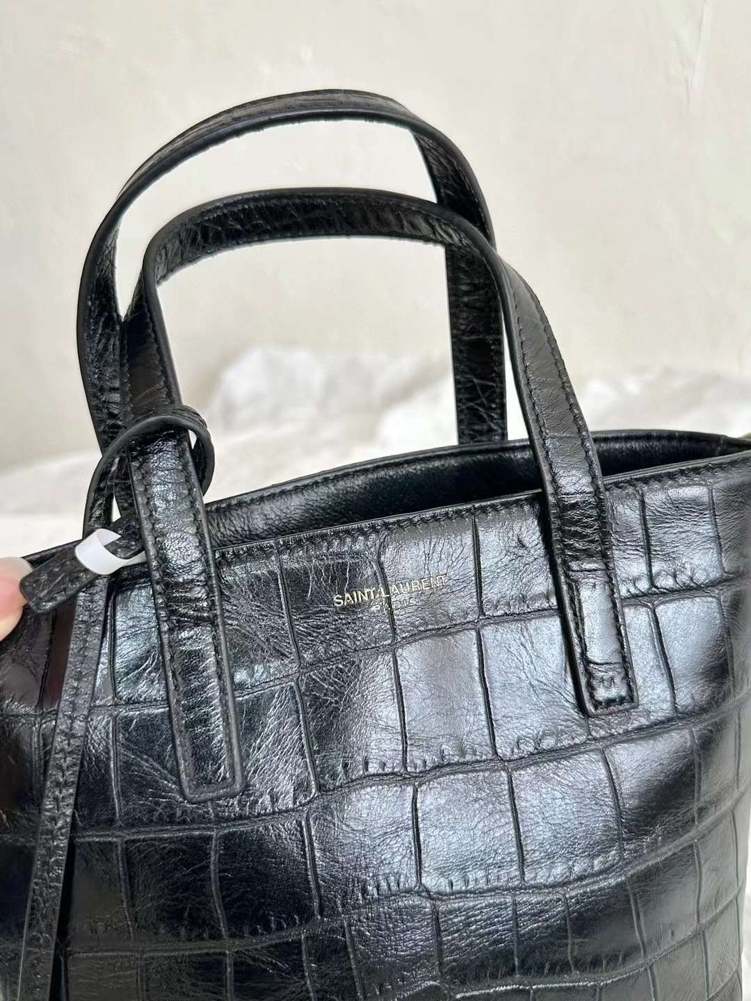 Y*L MINI TOTE 鱷魚紋黑金