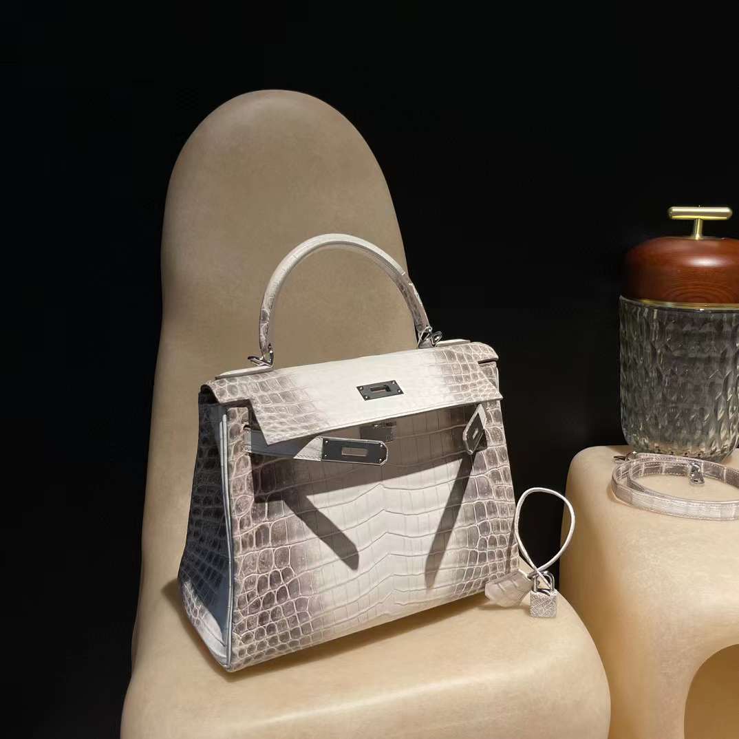 HERMES KELLY 喜馬拉雅 28CM 霧面NILO尼羅兩點鱷魚皮 銀扣