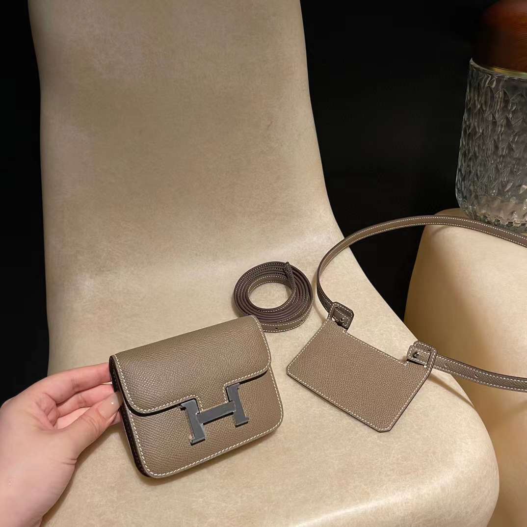 HERMES CONSTANCE SLIM EPSOM 18大象灰 銀扣 康康腰包 升級改良版