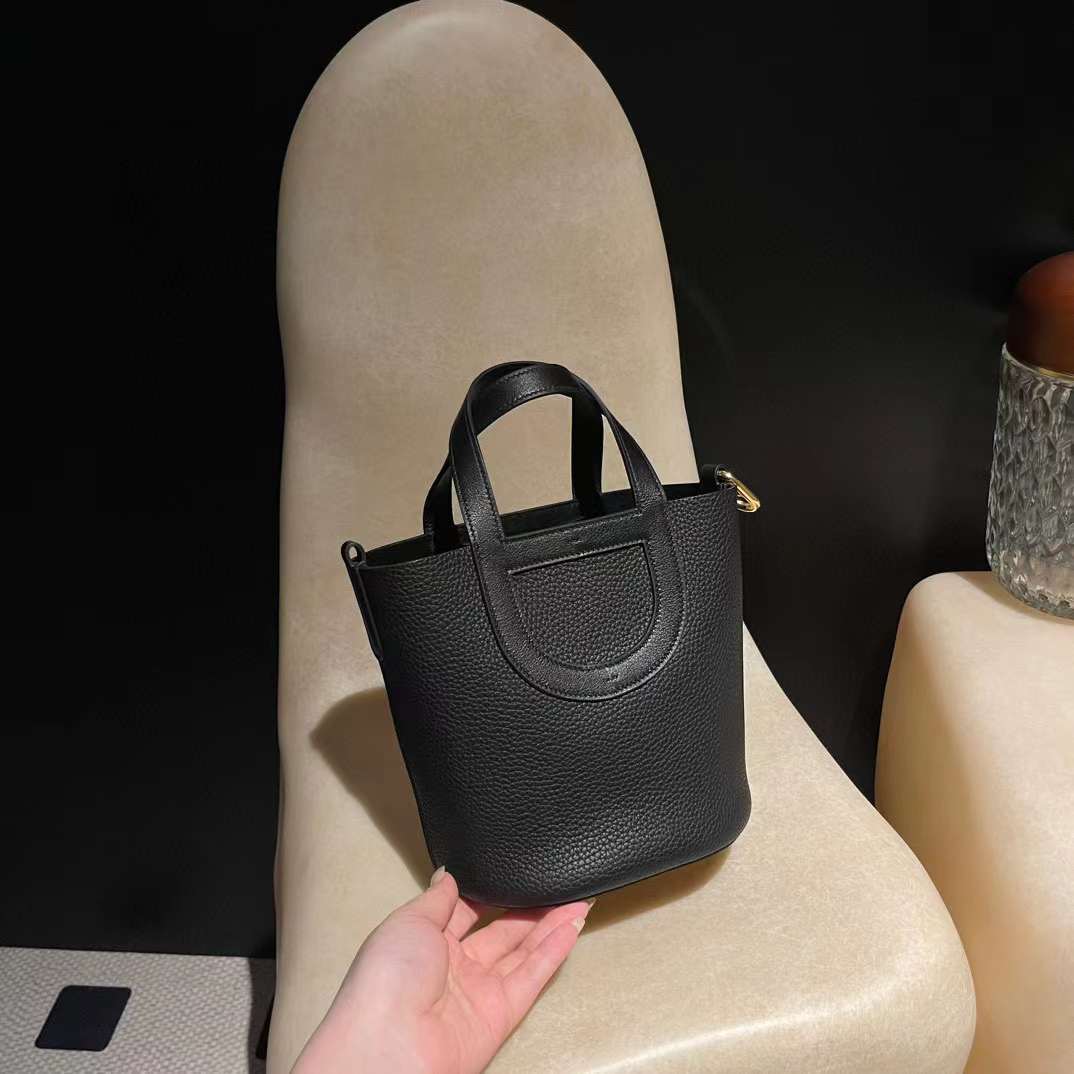 HERMES IN THE LOOP TC 拼SWIFT皮 89黑色 豬鼻子菜籃子