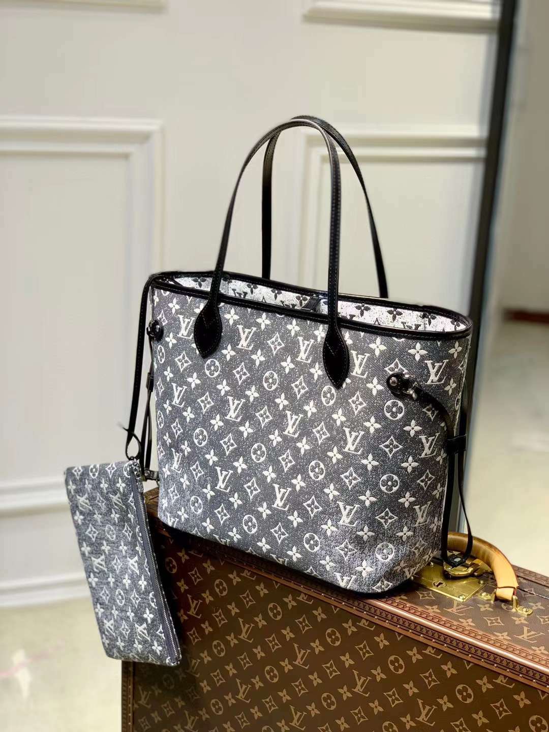 LV NEVERFULL 緹花牛仔托特包 中號