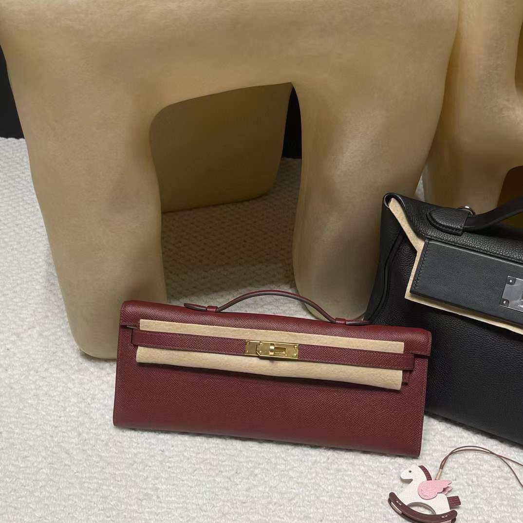HERMES KELLY CUT EPSOM皮 55愛馬仕紅 手拿包