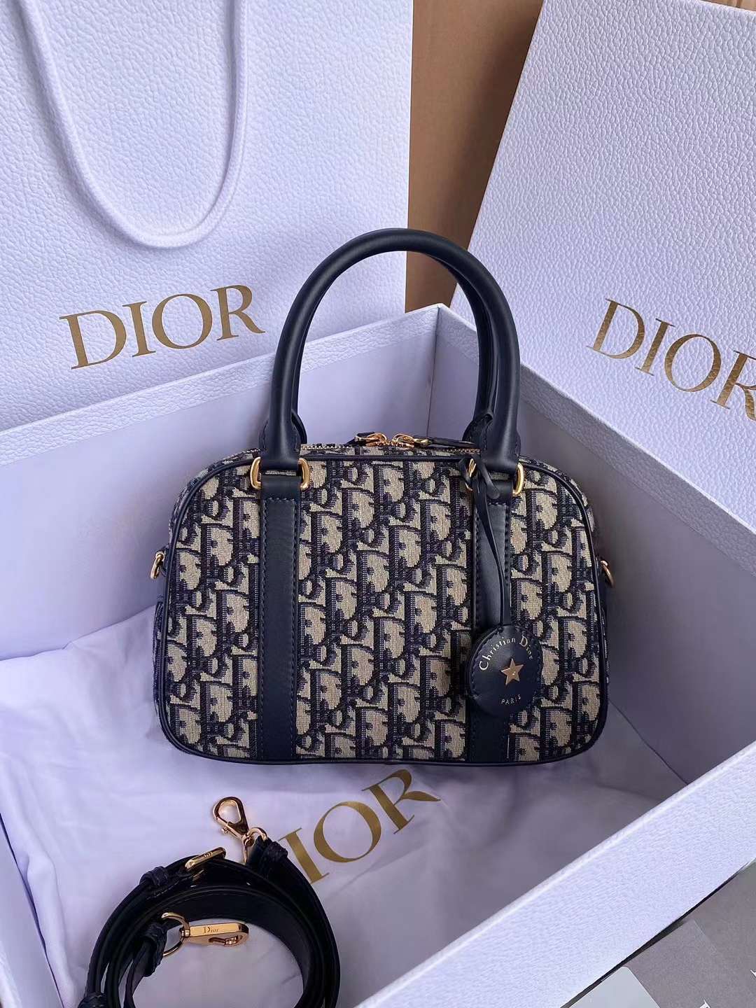 DIOR D-VIBE 保齡球包 老花藍 小號/大號