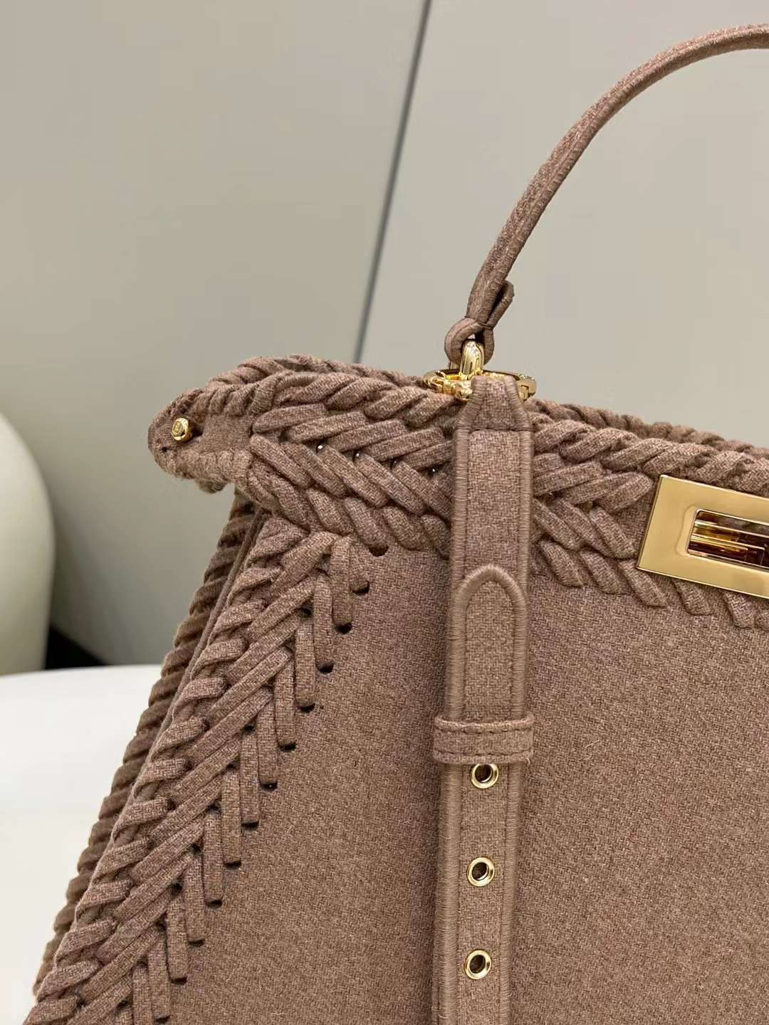 FENDI PEEKABOO 法蘭絨手提包/側背包