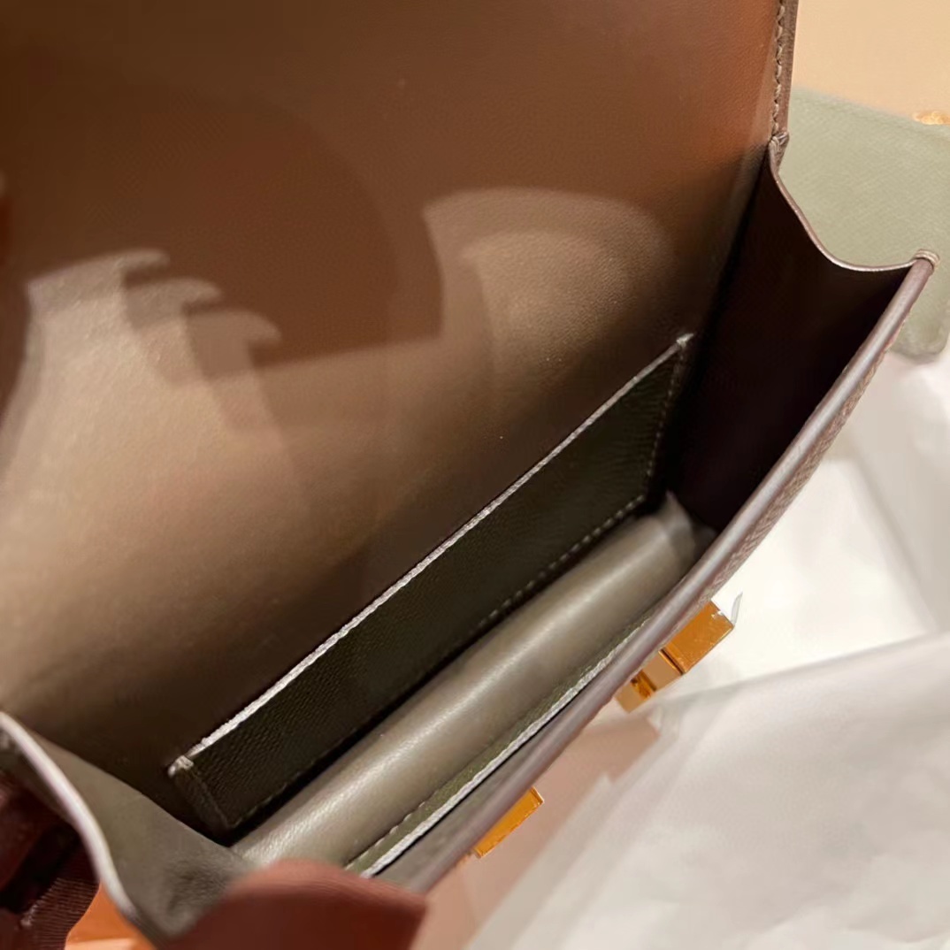 HERMES CONSTANCE SLIM WALLET C6 灰綠色康康腰包