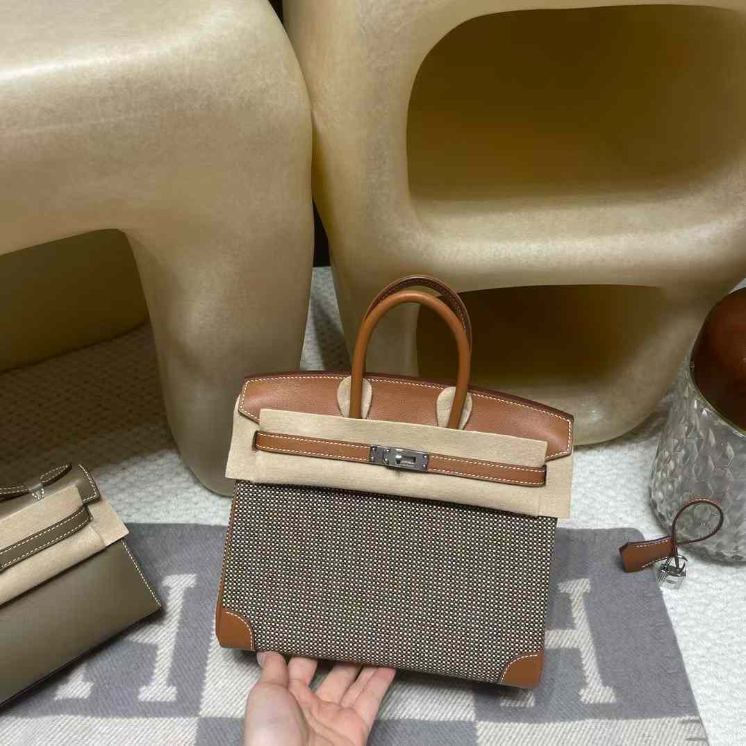 HERMES BIRKIN 25CM 華夫格紋 37金棕 銀扣 TOGO小牛皮 鉑金包