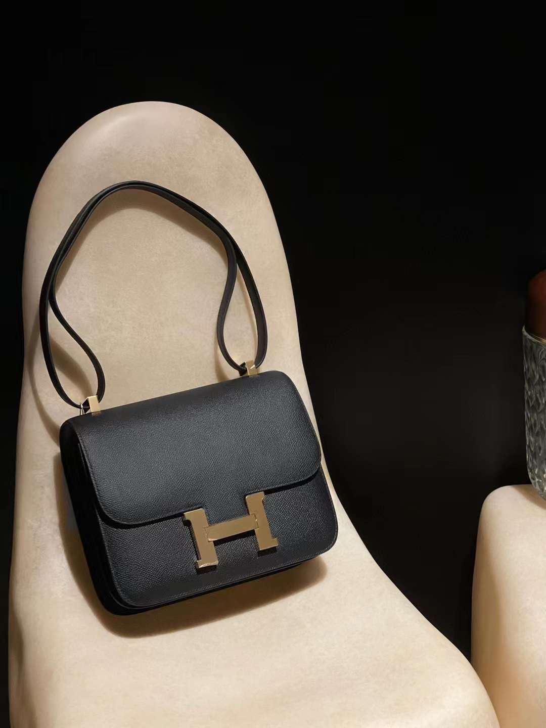 HERMES CONSTANCE EVERCOLOR皮 89 黑色 金釦 康康包
