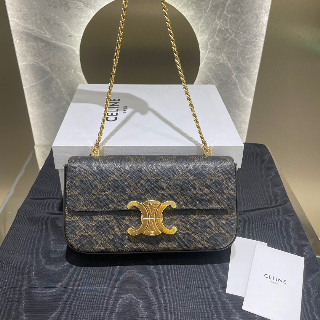 CELINE TRIOMPHE CLAUDE 鏈條腋下包 老花款