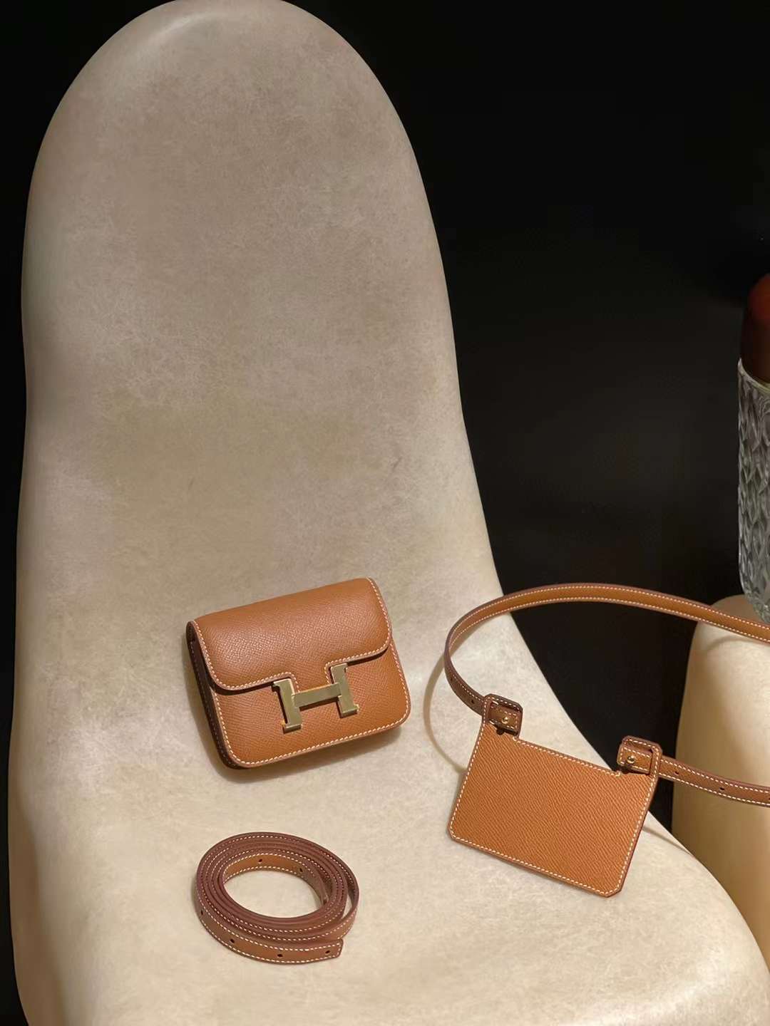 HERMES CONSTANCE SLIM EPSOM 37金棕 金扣 康康腰包 升級改良版