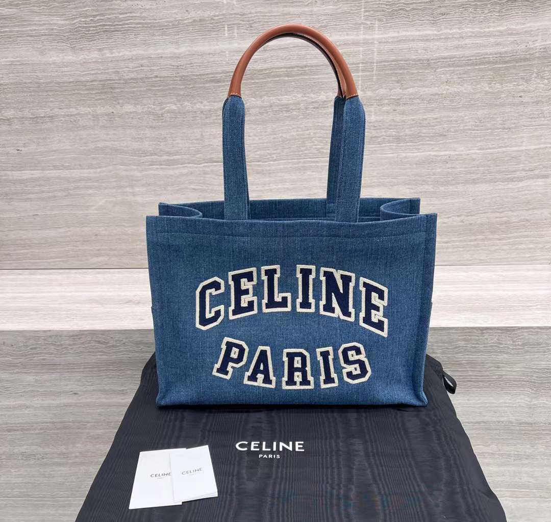 CELINE PARIS CABAS THAIS 丹寧托特包 大號