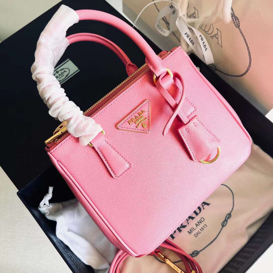 PRADA GALLERIA SAFFIANO MINI 粉色皮革手提包