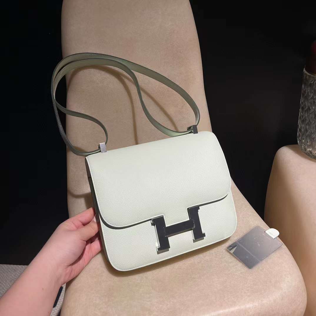 HERMES CONSTANCE 新款 EPSOM 皮 0S 氣泡綠銀釦康康包 24CM