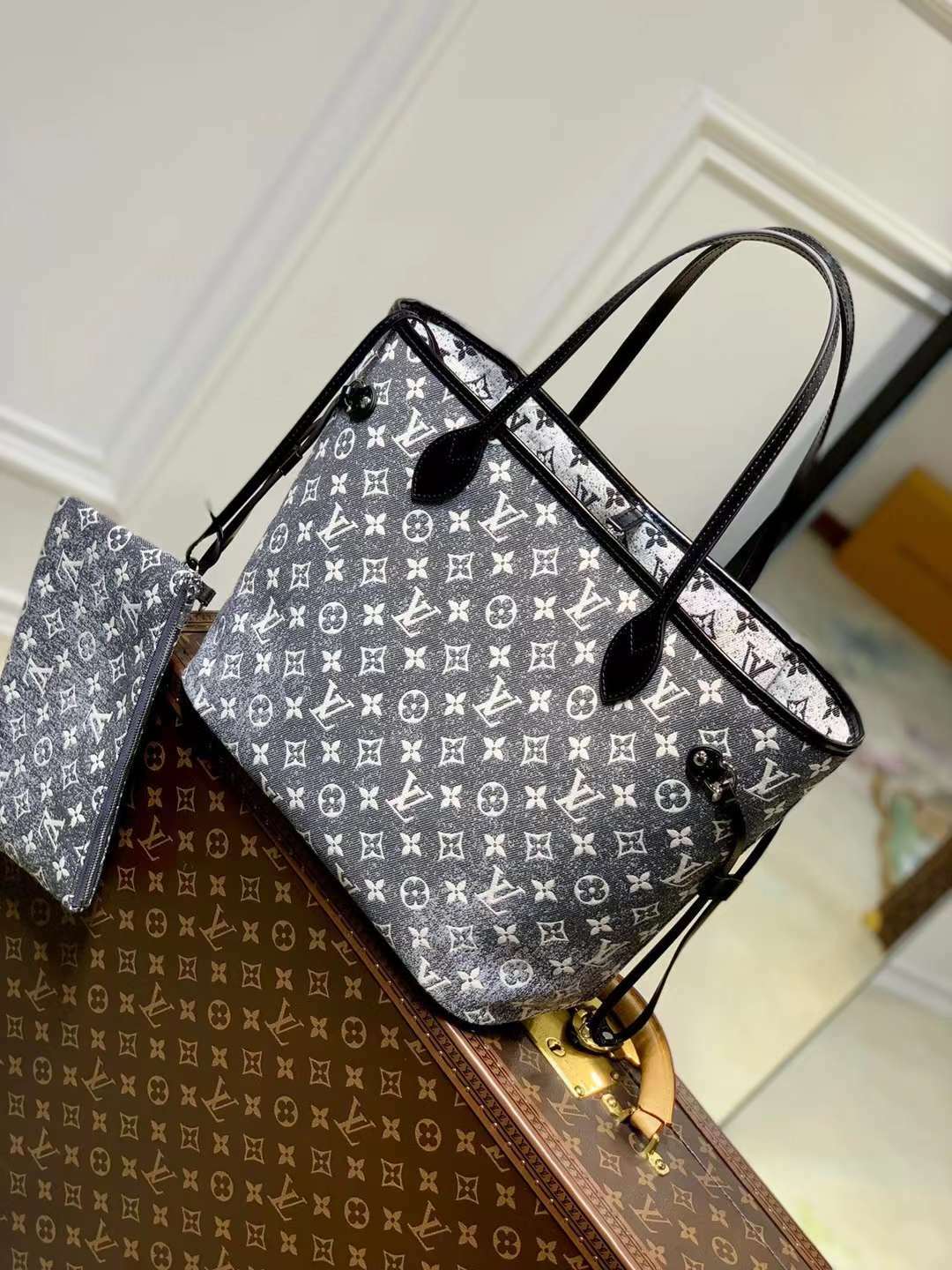 LV NEVERFULL 緹花牛仔托特包 中號