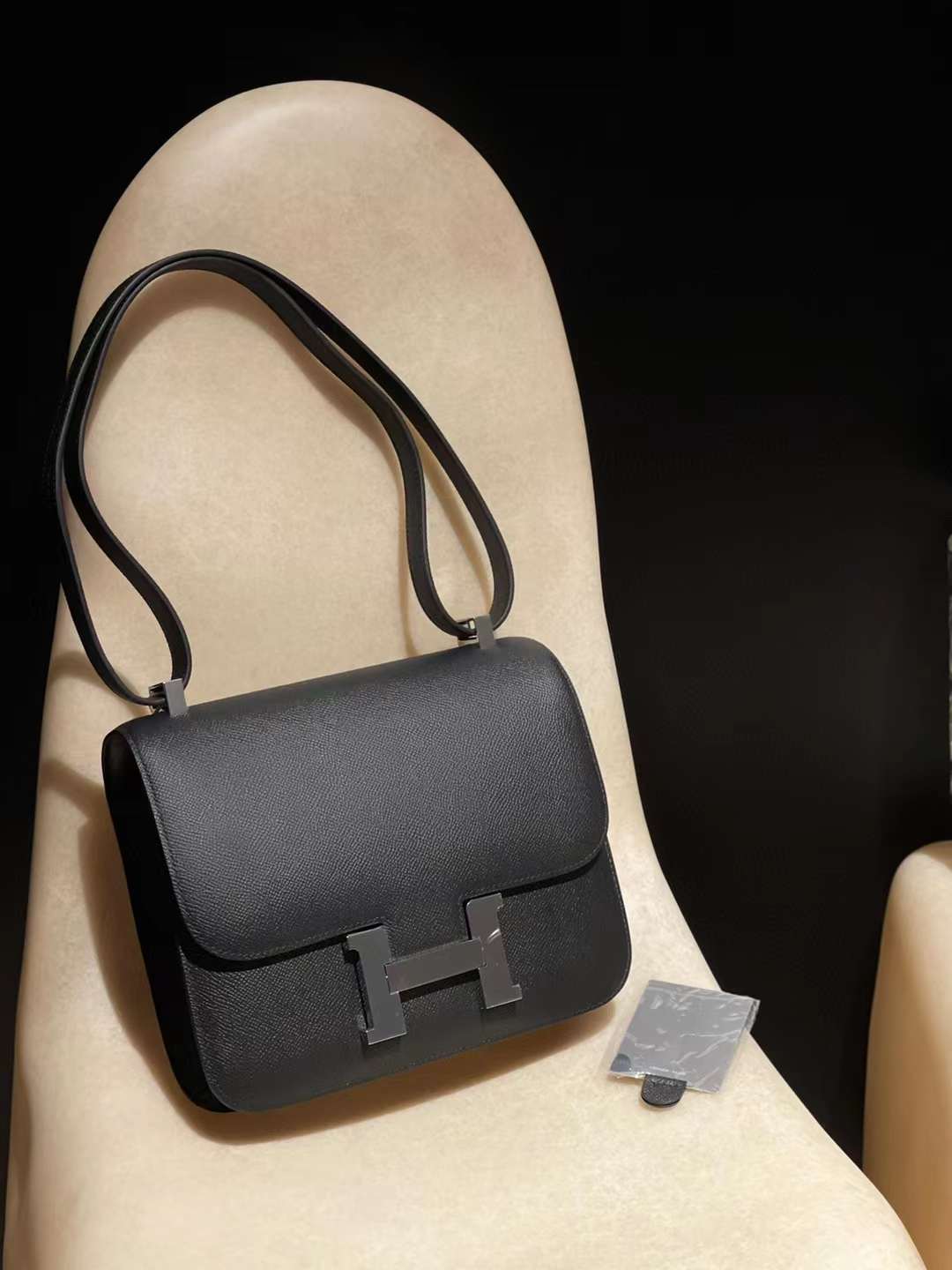 HERMES CONSTANCE 新款 EPSOM皮 89黑色銀釦康康包 24CM