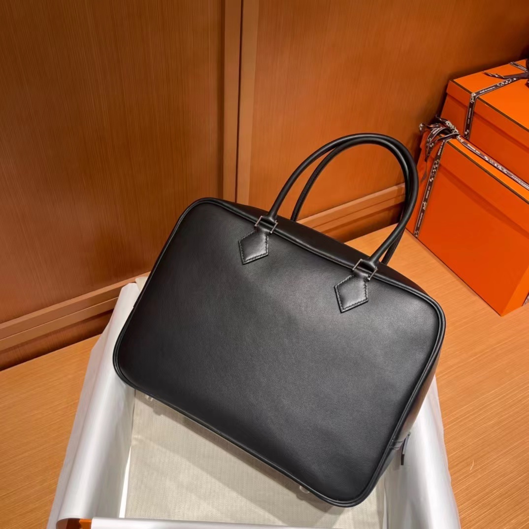 HERMES PLUME 山羊皮 黑色 羽毛手提包 32CM