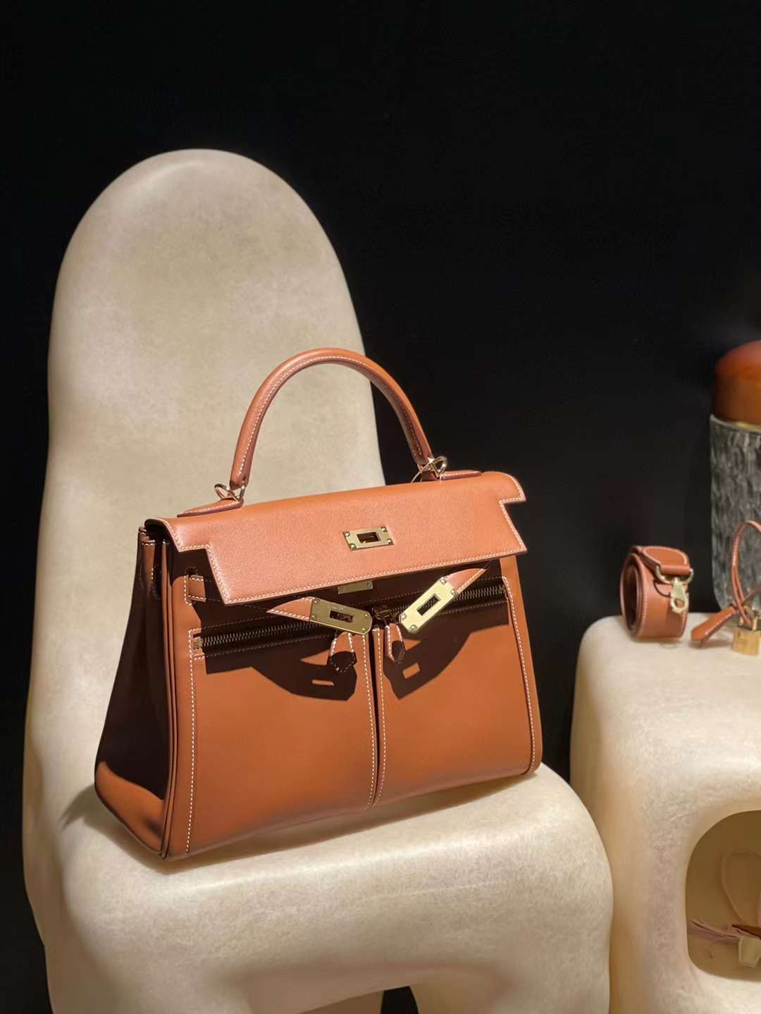 HERMES KELLY LAKIS 32CM SWIFT 37 金棕 金扣