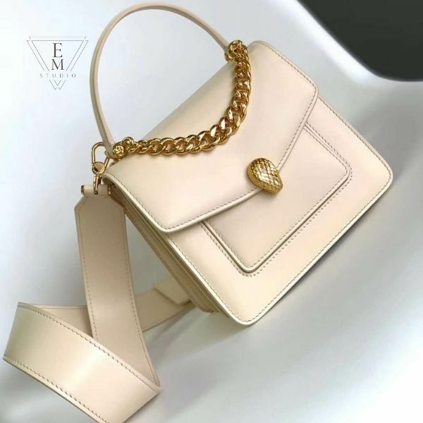 BVLGARI SERPENTI FOREVER 米白手提側揹包