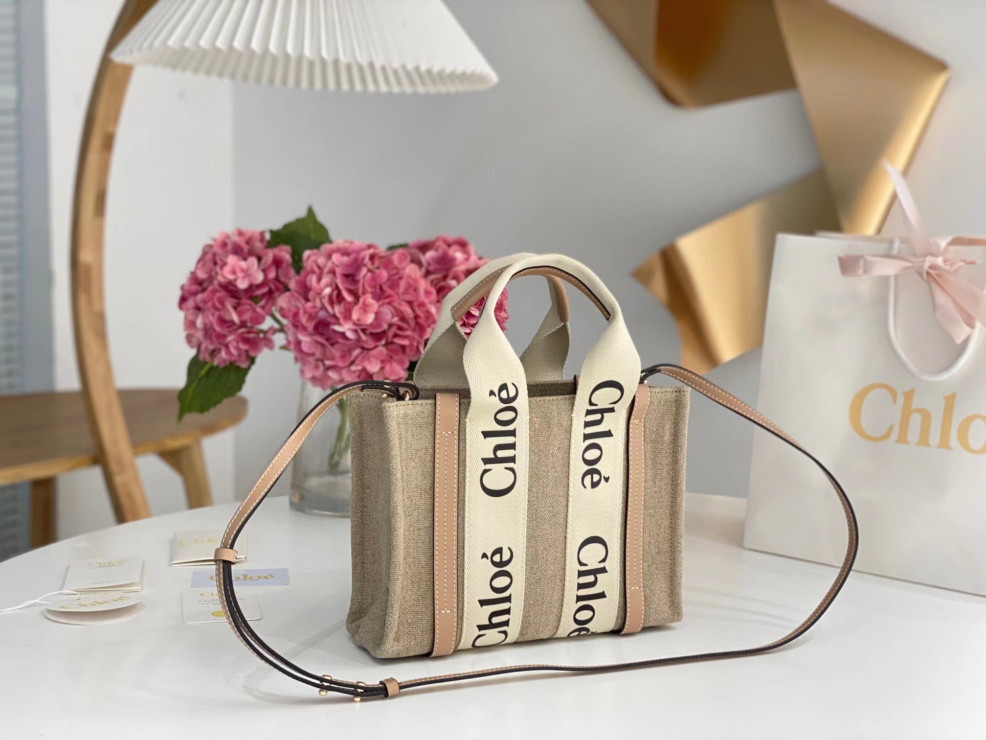 CHLOÉ WOODY 皮革飾邊托特包 四個尺寸 (多色)