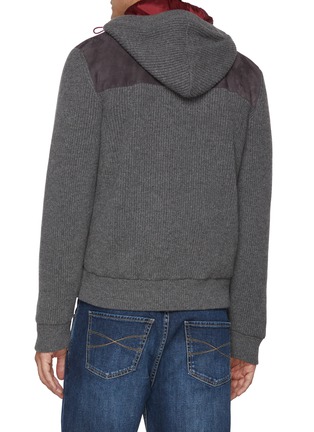 Padded Cashmere Knit Sleeve Leather Jacket