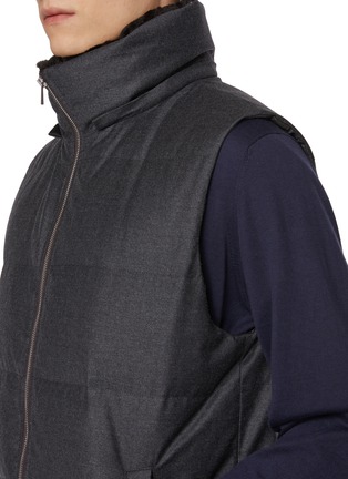 Mink Fur Collar Wool Silk Puffer Gilet