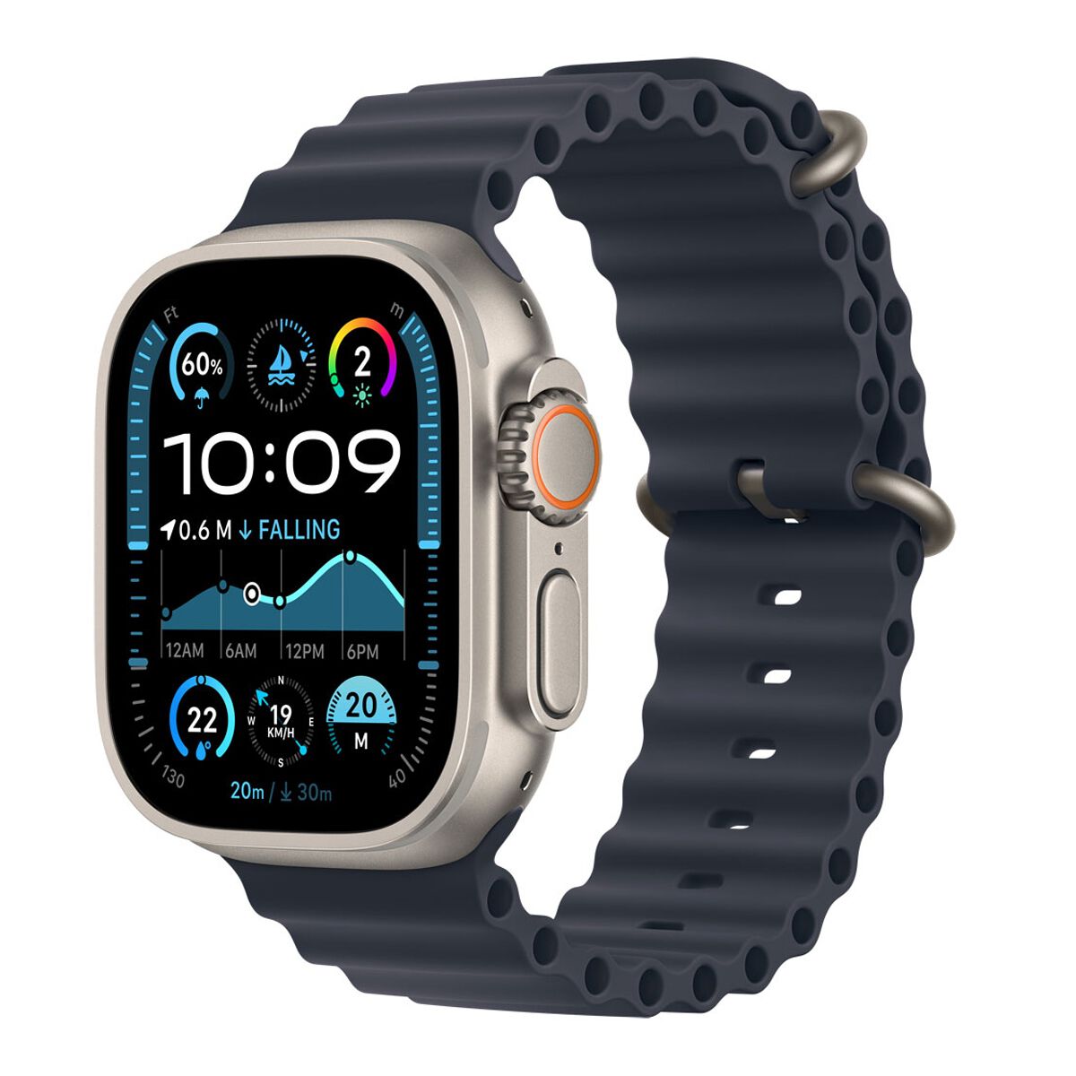 Apple Watch Ultra 2 GPS + Cellular 49mm Natural Titanium Case with Navy Ocean Band