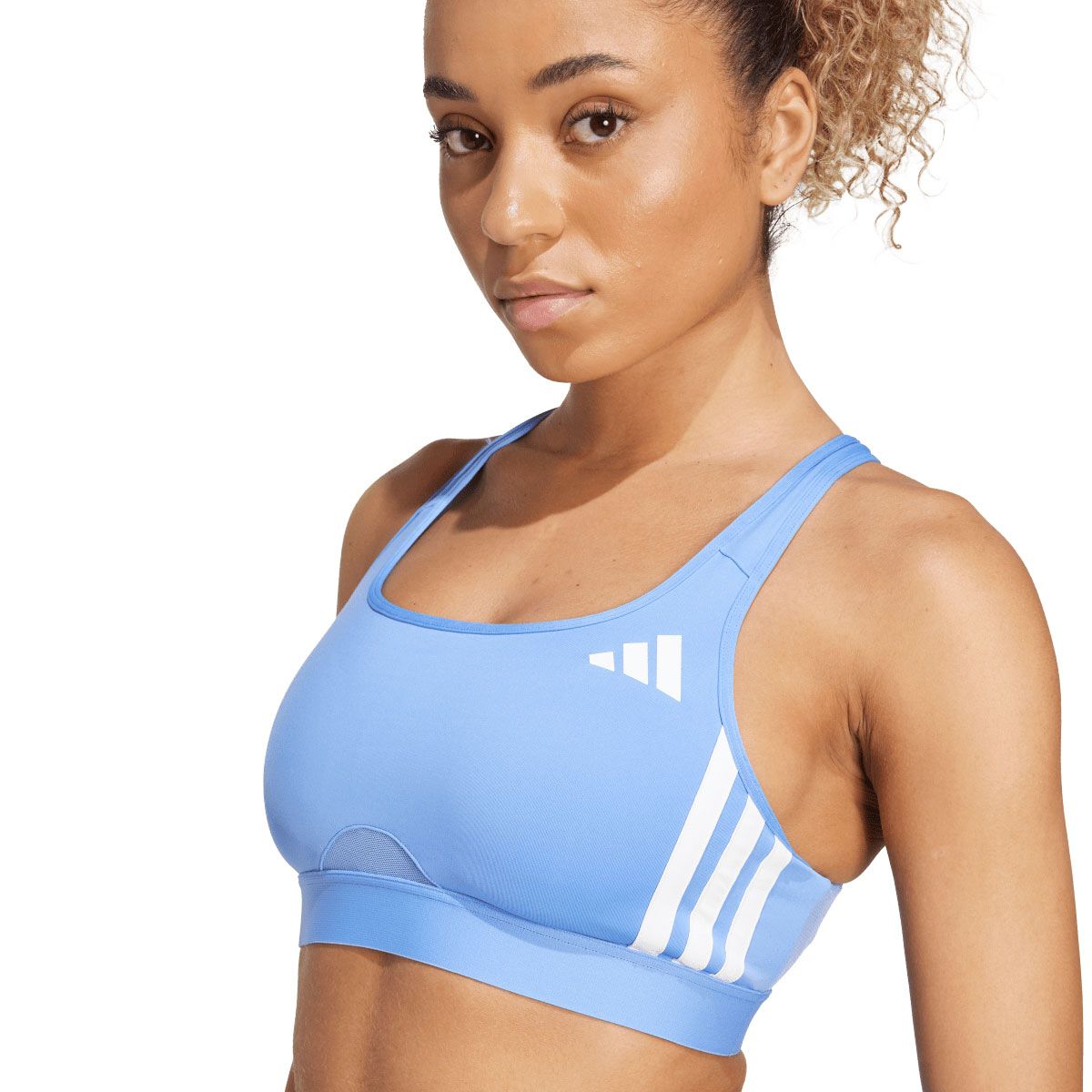 adidas Womens PowerReact Essentials 3-Stripes Medium Support Sports Bra