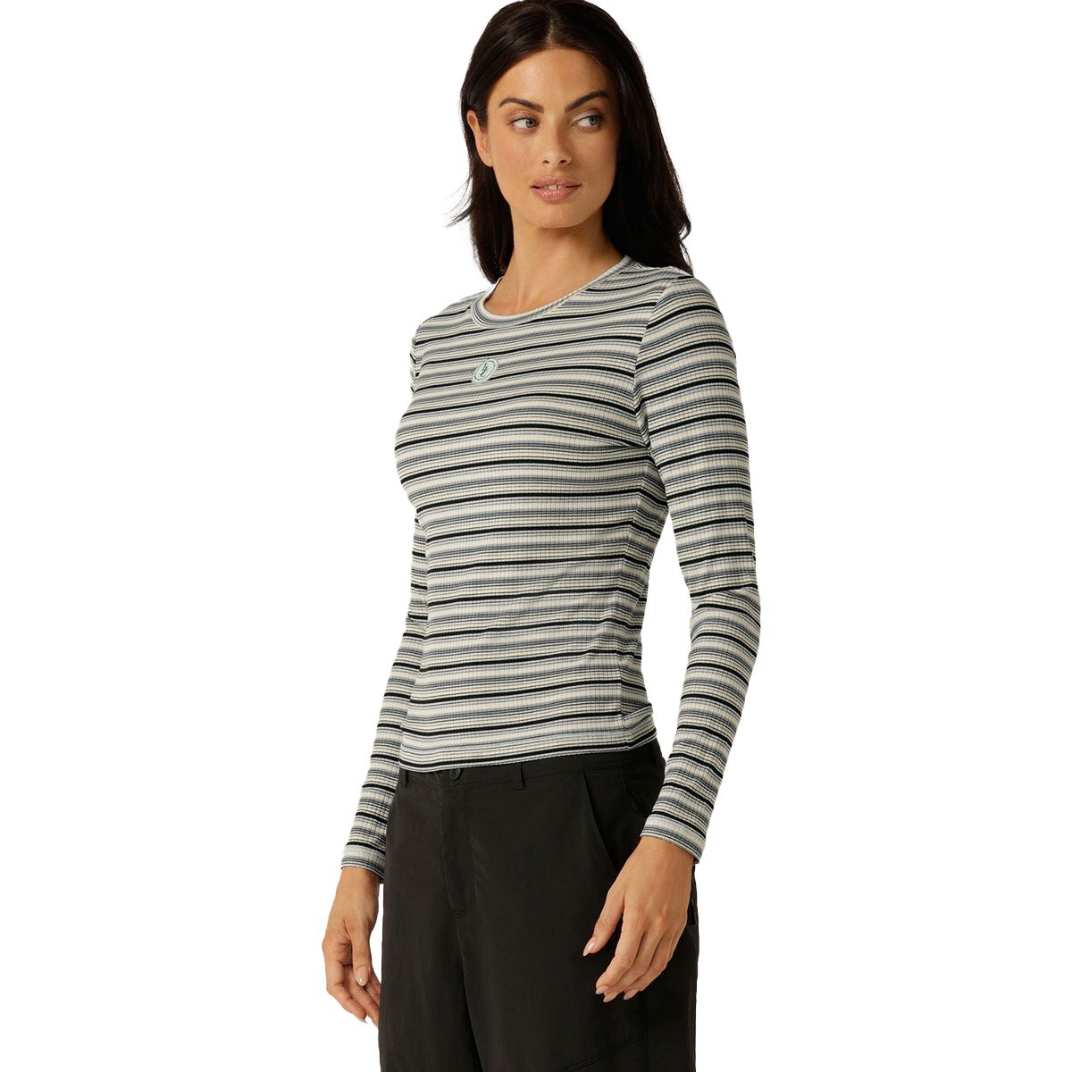 Lorna Jane Womens Movement Stripe Rib Long Sleeve Tee