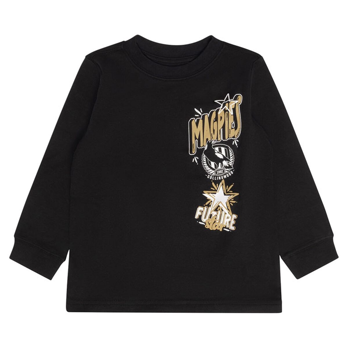 Collingwood Magpies Little Kids Multi Logo Long Sleeve Tee