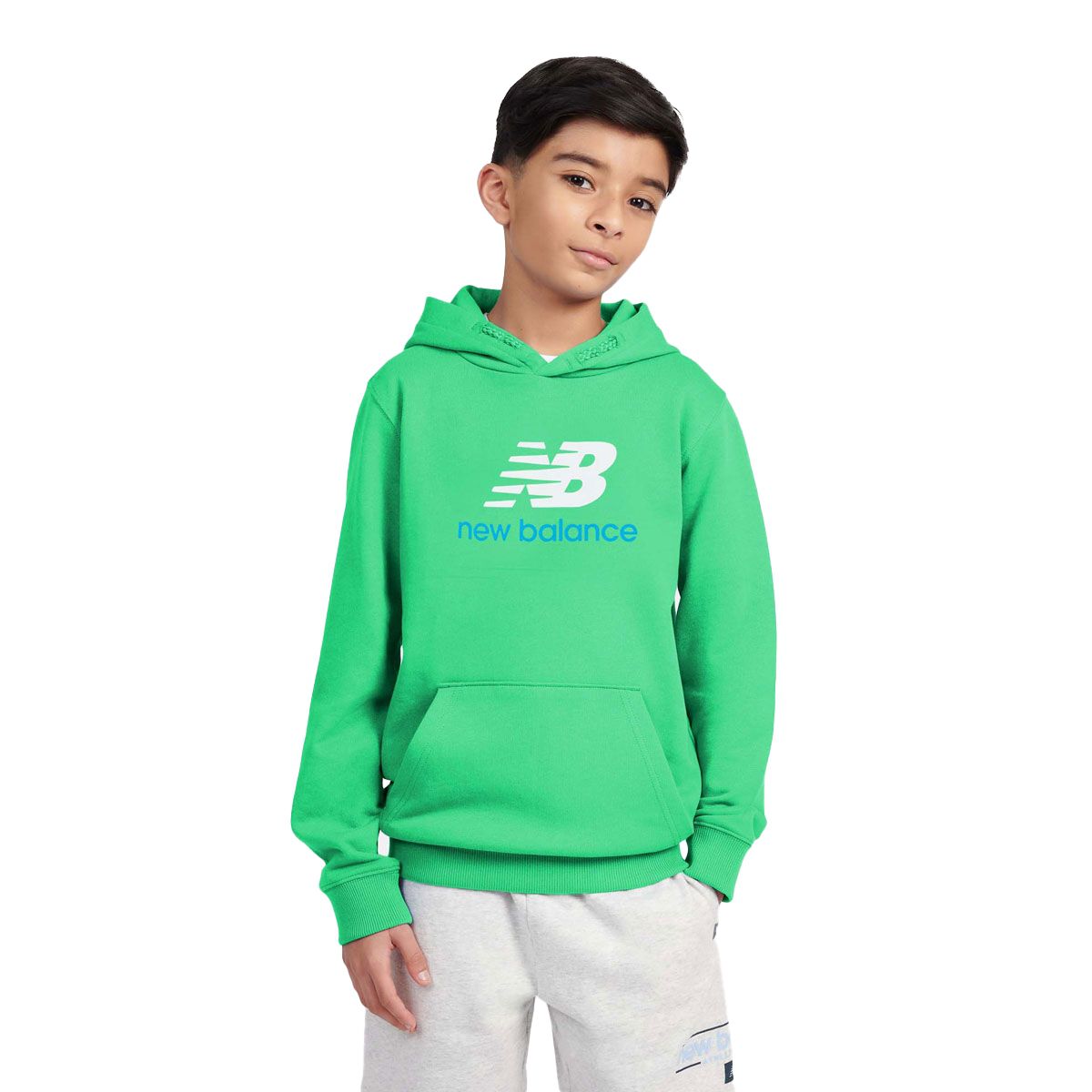 New Balance Junior French Terry Stacked Logo Pullover Hoodie
